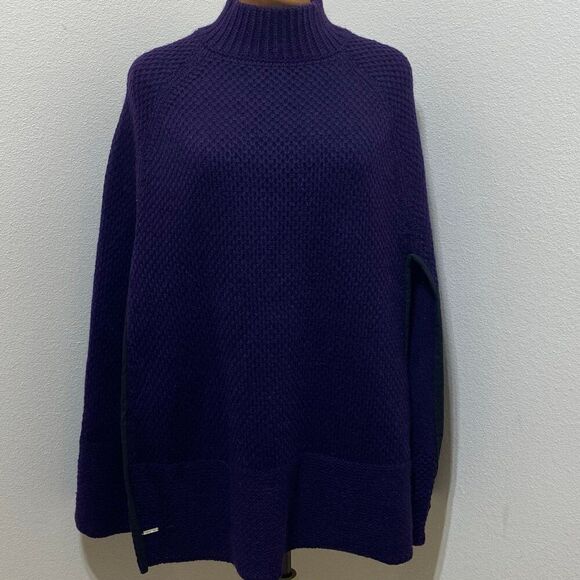 Lauren Ralph Lauren Purple Wool Blend Cape Poncho Sweater One Size Fits Most - Picture 1 of 8